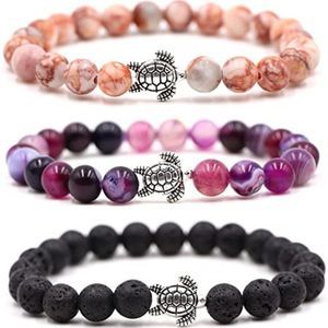 Caiyao 8mm Sea Turtles Beads  Turquoise Natutal Stone Elastic Bracelet